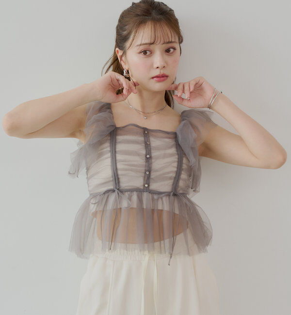  「フリルデザインチュールブラウス」|シャツ・ブラウス|
