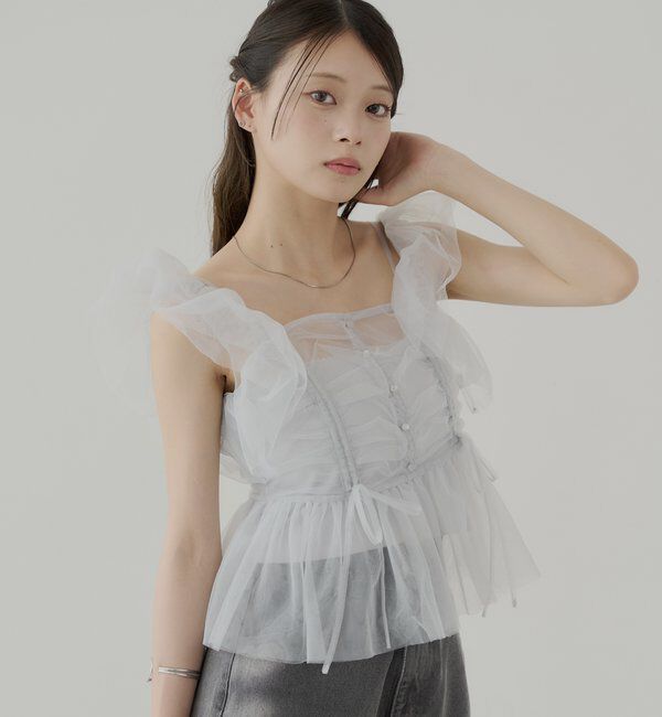  「フリルデザインチュールブラウス」|シャツ・ブラウス|