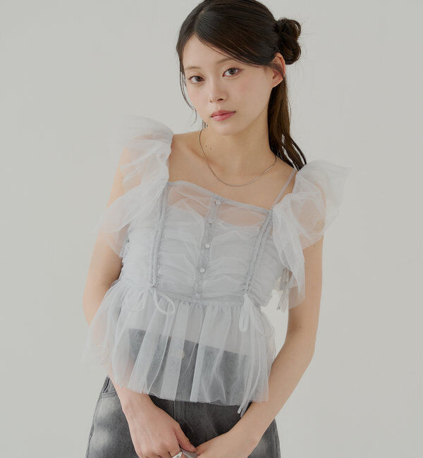  「フリルデザインチュールブラウス」|シャツ・ブラウス|