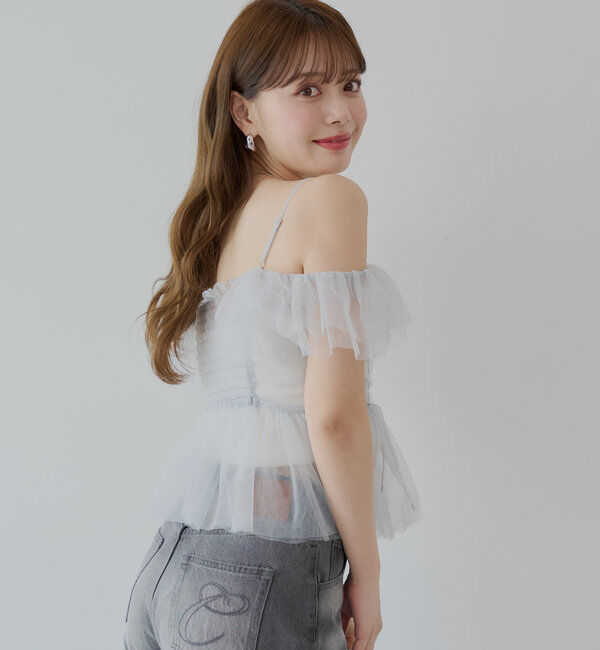  「フリルデザインチュールブラウス」|シャツ・ブラウス|