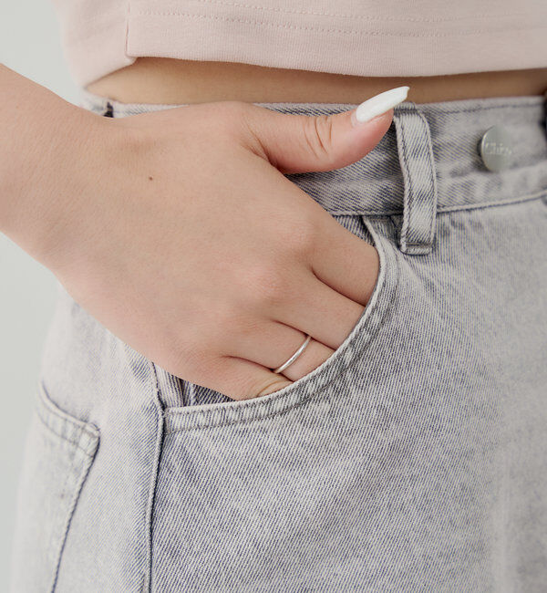  「【2サイズ展開】裾フリンジタイトフレアデニムスカート」|スカート|