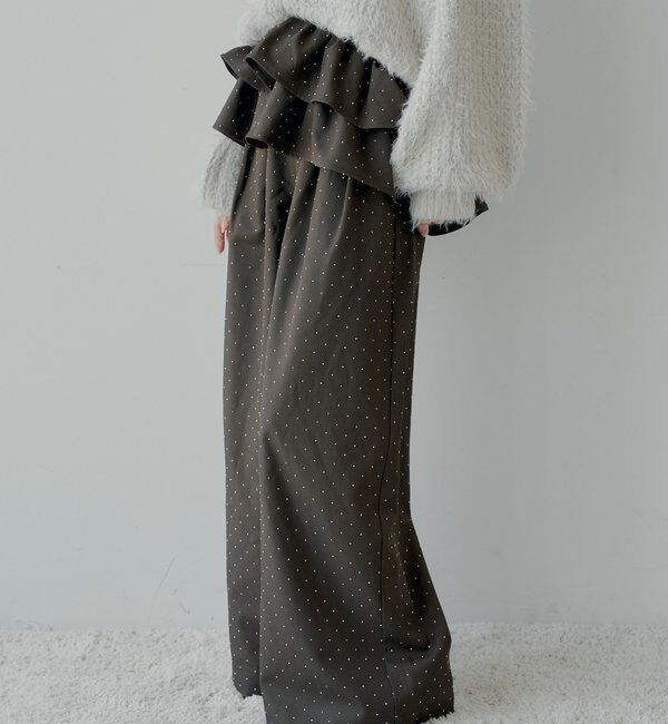  「【SALON by Chico】取り外しフリルルーズスラックスパンツ」|チノ|ブラウンその他2