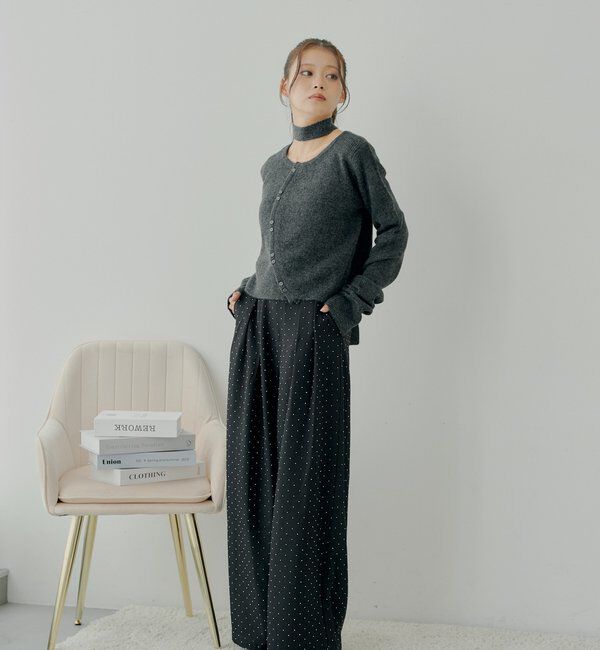  「【SALON by Chico】取り外しフリルルーズスラックスパンツ」|チノ|