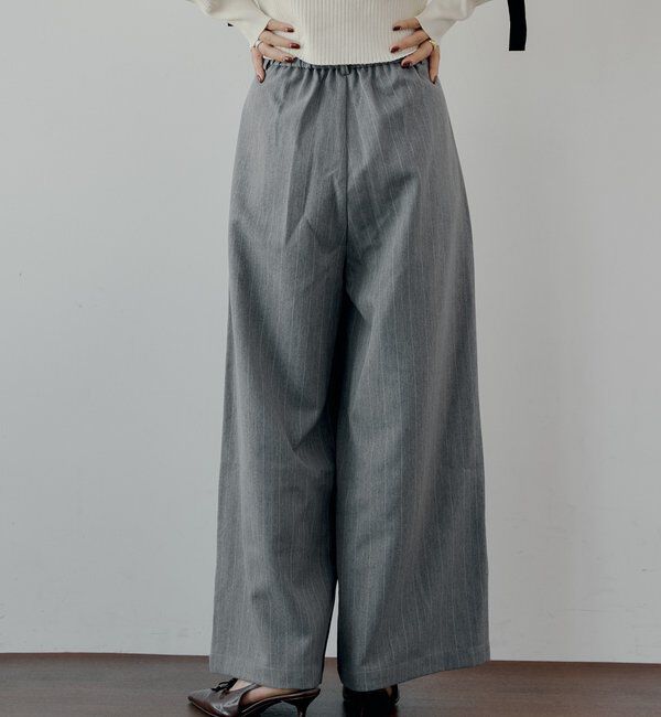  「【SALON by Chico】取り外しフリルルーズスラックスパンツ」|チノ|