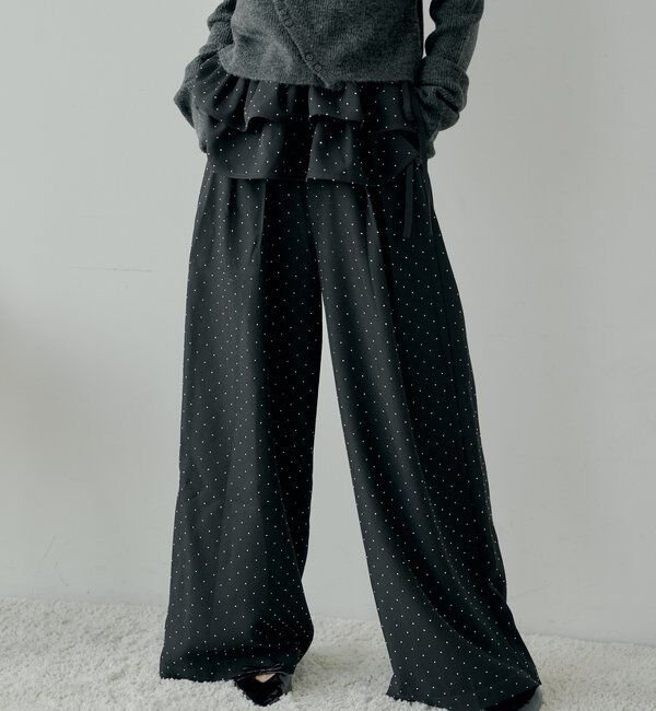  「【SALON by Chico】取り外しフリルルーズスラックスパンツ」|チノ|ブラックその他2