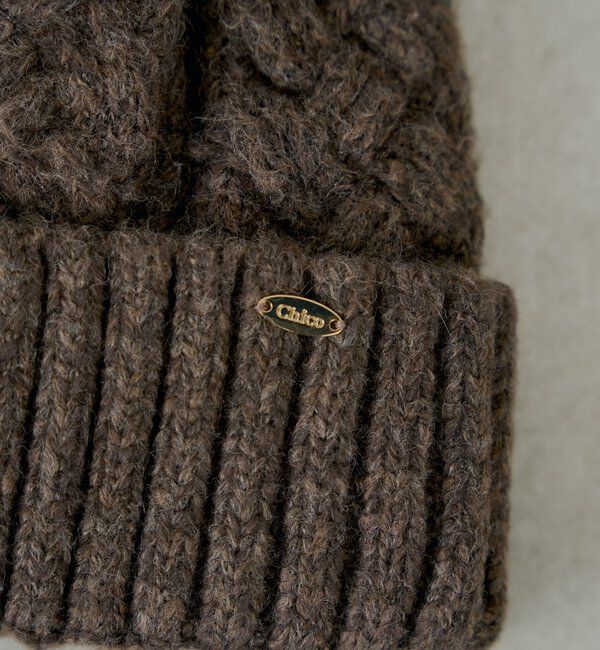  「ファー付きケーブルニット帽」|ハット|