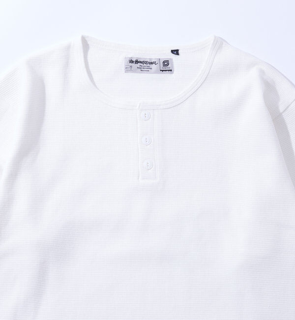  「2サイズ【Sourcream/サワークリーム】ワッフルヘンリーネックロンTEE」|Tシャツ・カットソー|