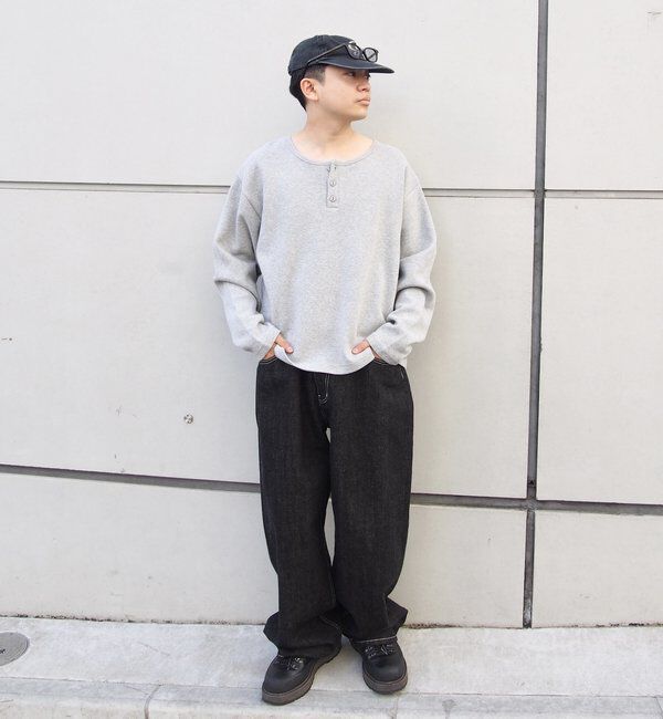  「2サイズ【Sourcream/サワークリーム】ワッフルヘンリーネックロンTEE」|Tシャツ・カットソー|