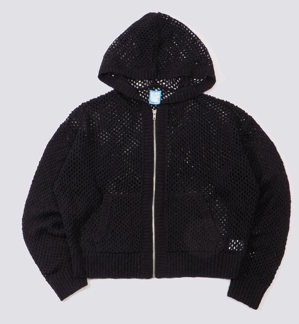  「【BLESSYOU/ブレスユー】 メッシュニットジップパーカー」|ニット・セーター|ブラック