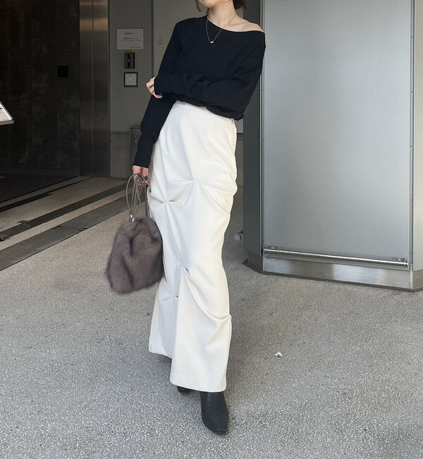  「アシメスリットボートネックニット」|ニット・セーター|