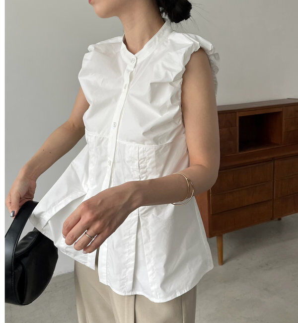  「【着映えトップス】ホックデザインノースリシャツ」|シャツ・ブラウス|