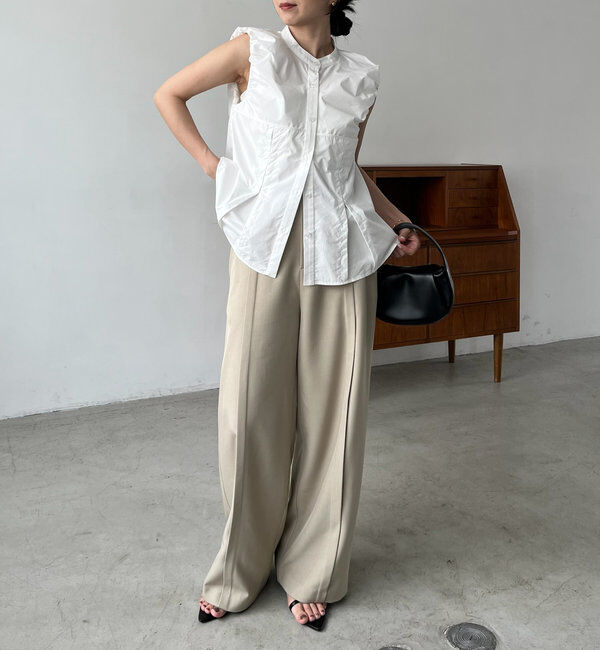  「【着映えトップス】ホックデザインノースリシャツ」|シャツ・ブラウス|