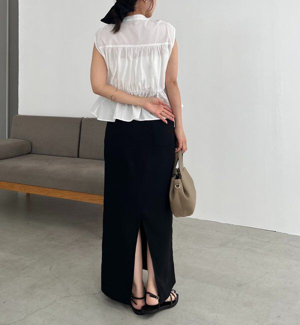  「【春に人気だったアイテムが夏仕様に】シャーリングペプラムノースリシャツ」|シャツ・ブラウス|