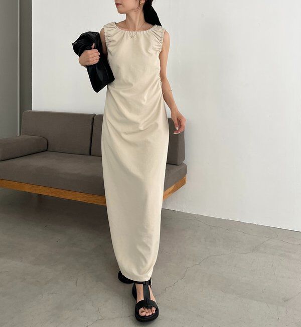  「【低身長サイズあり】ギャザードレープワンピース」|ワンピース|