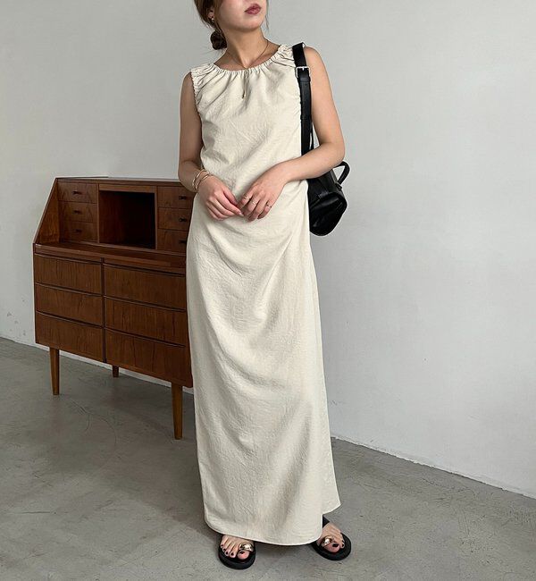  「【低身長サイズあり】ギャザードレープワンピース」|ワンピース|