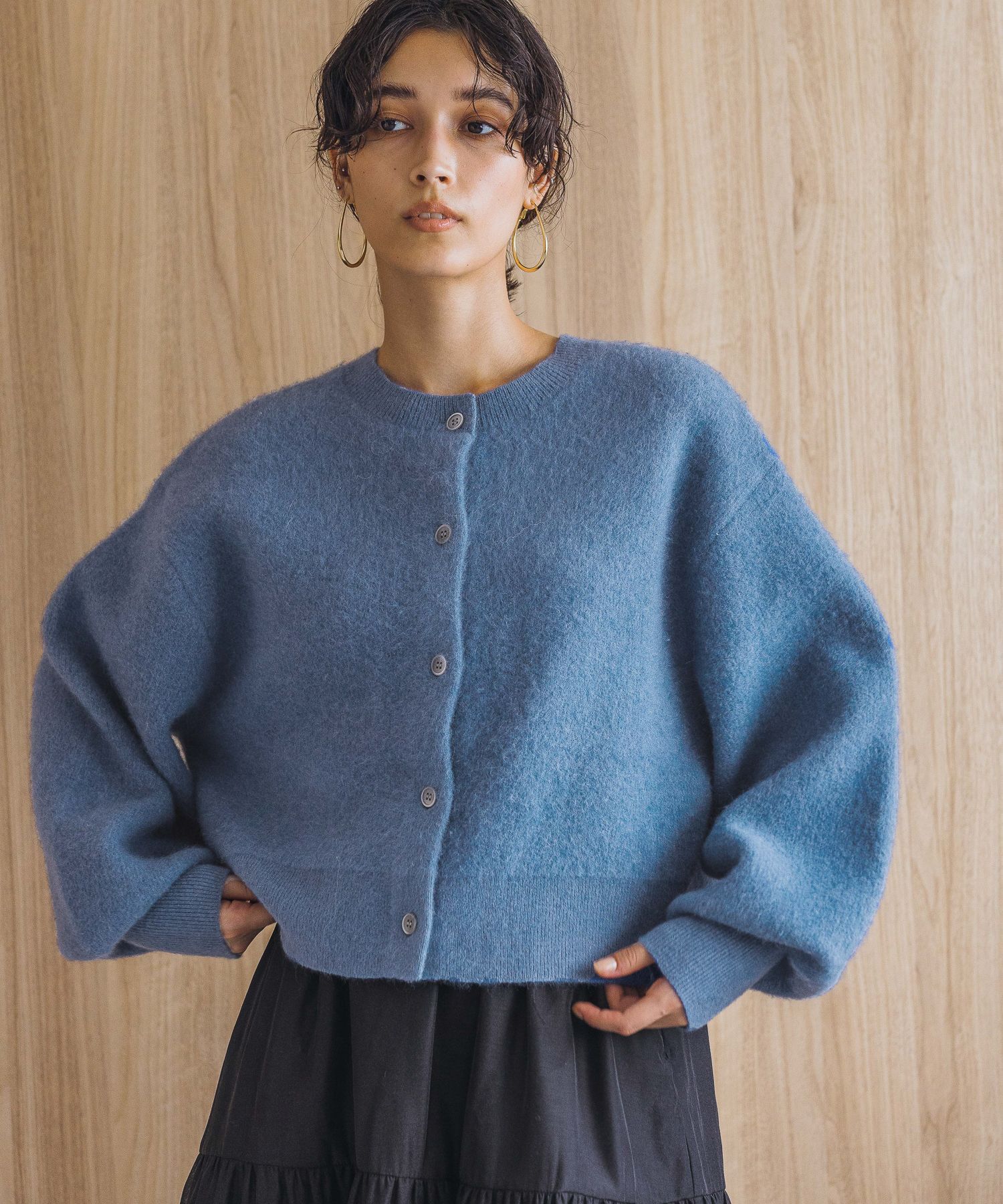 A part by 「【洗える・前後2WAY】チャイニーズラクーンショートカーディガン」|ニット・セーター|