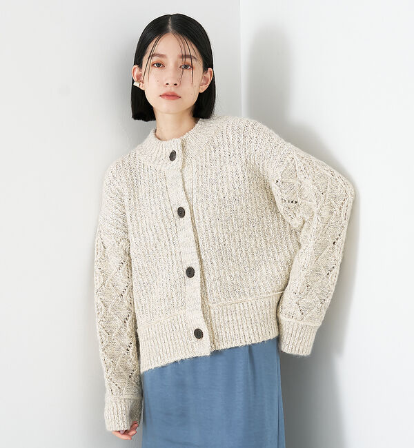 collex「ミックスヤーンボックスショートカーディガン」|カーディガン|アイボリー