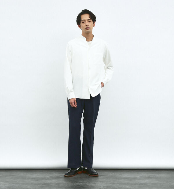 ABAHOUSE「【定番】ストレッチ ノーカラー Vネック シャツ」|シャツ・ブラウス|