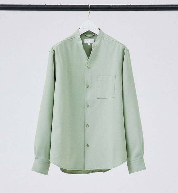 ABAHOUSE「【定番】ストレッチ ノーカラー Vネック シャツ」|シャツ・ブラウス|