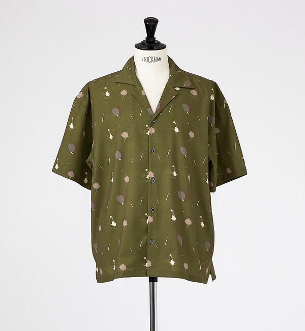 ABAHOUSE「【WEB限定】スラブポリグラフィックシャツ/ スプラッシュドット柄/ペーズリー柄」|シャツ・ブラウス|カーキ