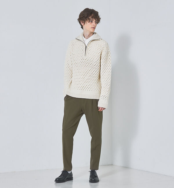 ABAHOUSE「【透かしケーブル】ハーフジップ ニット プルオーバー」|ニット・セーター|