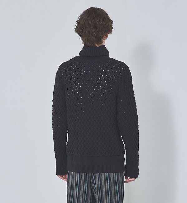 ABAHOUSE「【透かしケーブル】ハーフジップ ニット プルオーバー」|ニット・セーター|