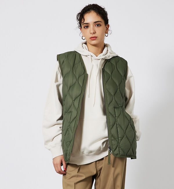 ABAHOUSE「【TAION/タイオン】ミリタリー VネックWジップ ダウンベスト-ソフトシェル」|ダウン|