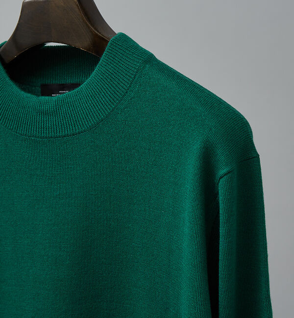 ABAHOUSE「【カシミアタッチ】Pure Merino ハイゲージモックネック ニット」|ニット・セーター|グリーン