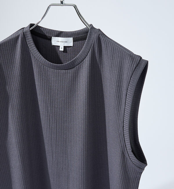 ABAHOUSE「【ストレッチテレコ】ノースリーブ クルーネック Tシャツ / タンクトップ」|キャミソール|