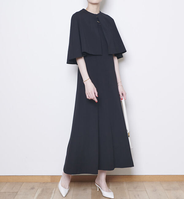 Rouge vif「ライトポンチケープ付き２WAYワンピース」|ワンピース|ブラック