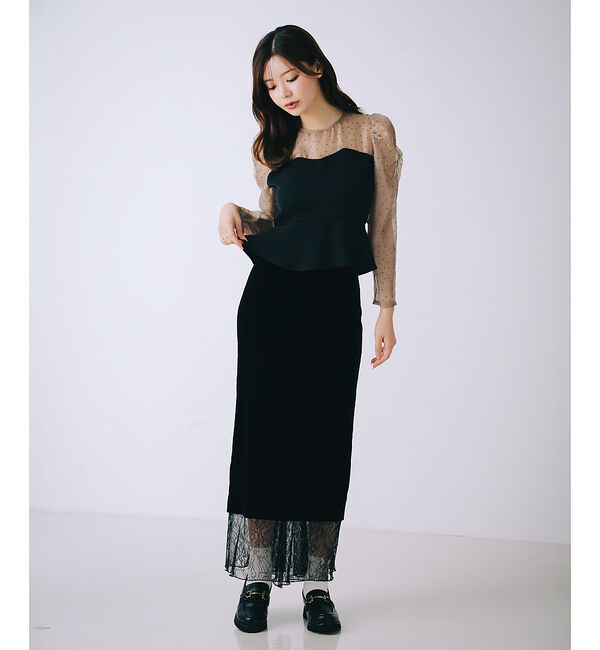 SELFIST「ドットフロッキーペプラムブラウス」|シャツ・ブラウス|