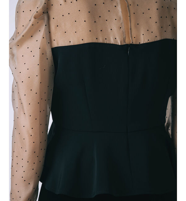 SELFIST「ドットフロッキーペプラムブラウス」|シャツ・ブラウス|