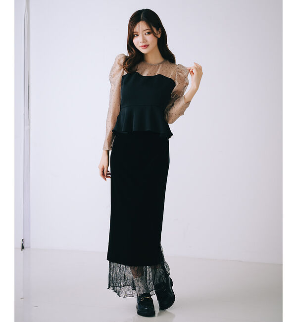 SELFIST「ドットフロッキーペプラムブラウス」|シャツ・ブラウス|