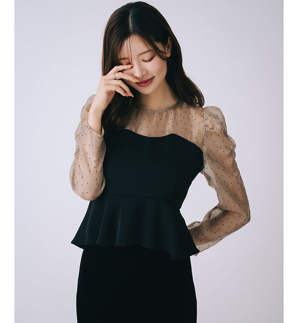 SELFIST「ドットフロッキーペプラムブラウス」|シャツ・ブラウス|