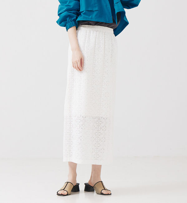 abahouse mavie「レースタイトスカート」|スカート|ホワイト