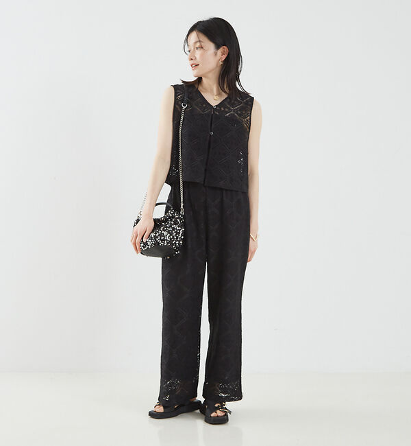 abahouse mavie「レースイージーストレートパンツ」|その他|