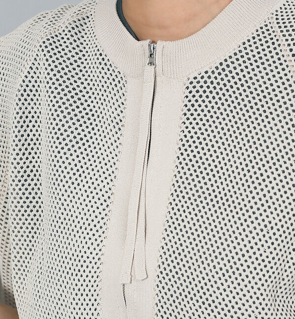 NOMINE「ラメメッシュ２WAY ZIPニットブルゾン」|カーディガン|