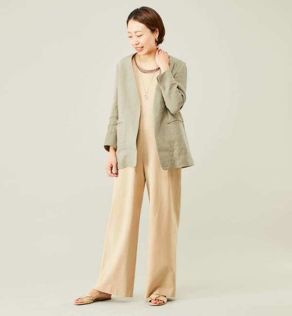 Liesse「ストレッチつなぎ」|オールインワン|ベージュ