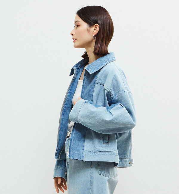 Soffitto「配色デニムブルゾン」|デニムジャケット|