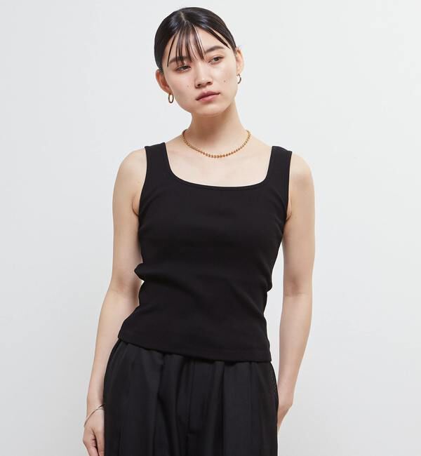 Soffitto「スクエアネックリブタンクトップ」|タンクトップ|ブラック