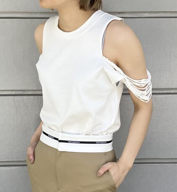 A_「【THE FLATS/ザフラッツ】CUT OFF SLEEV T」|Tシャツ・カットソー|ホワイト