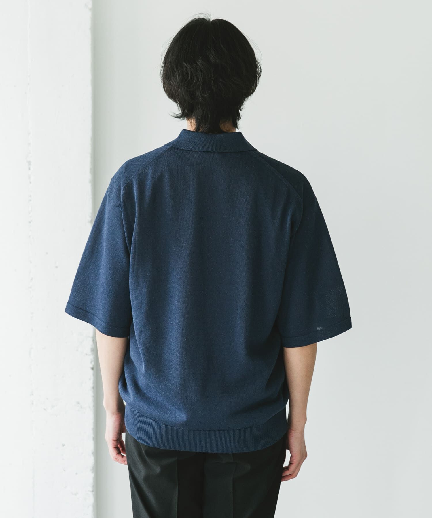 URBAN RESEARCH DOORS「リネン混ハイゲージ スキッパーニットポロシャツ」|ポロシャツ|