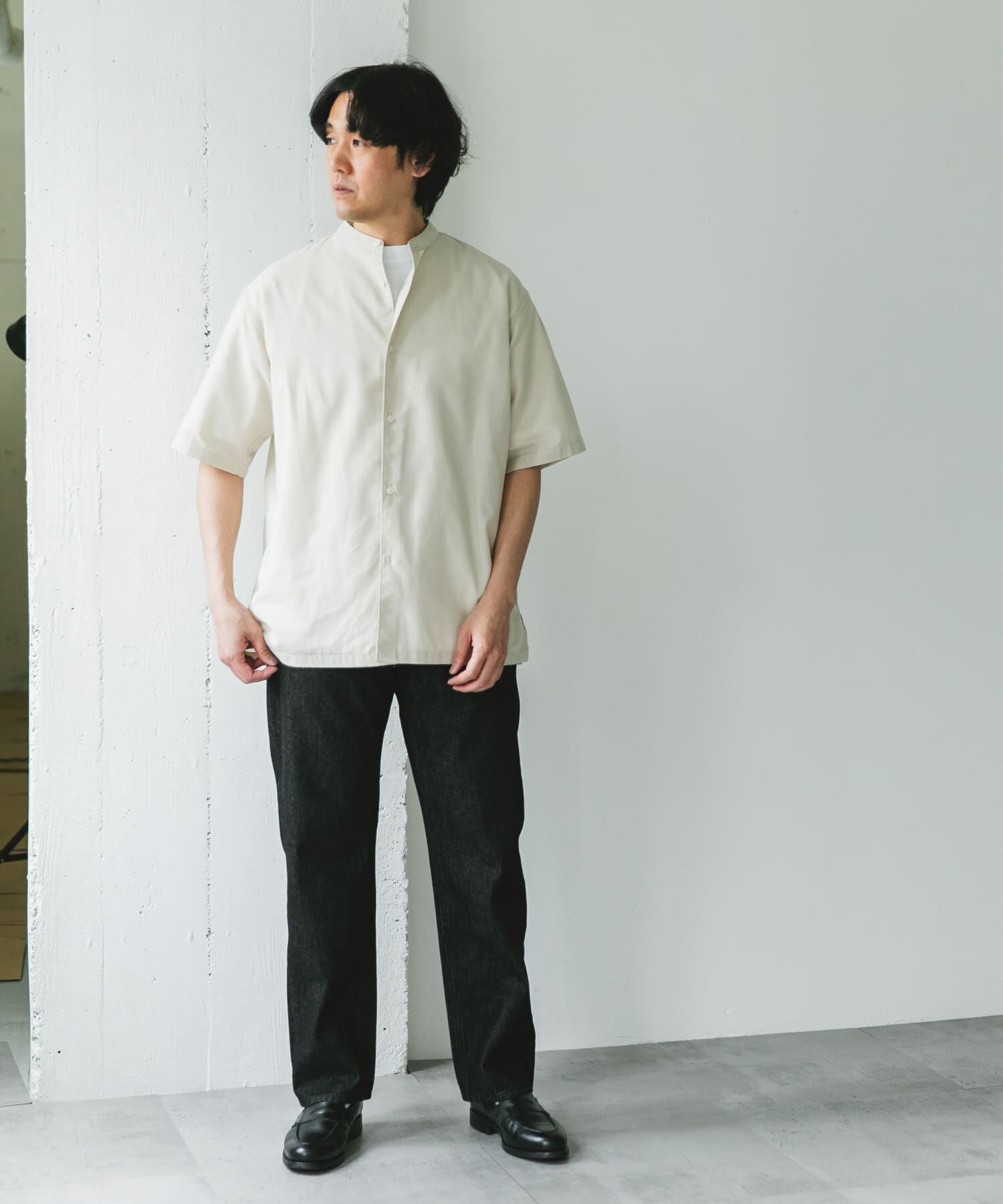 URBAN RESEARCH DOORS「『XLサイズ/WEB限定』『UR TECH 高機能リネン』バンドカラーシャツ」|シャツ・ブラウス|