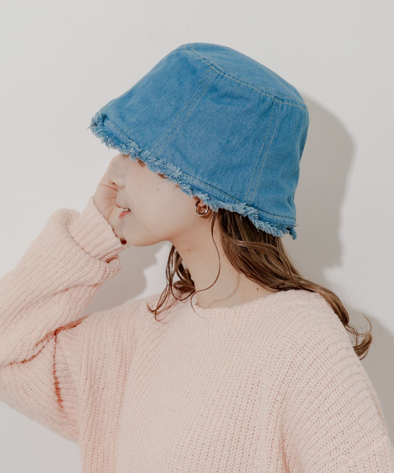 SMELLY「デニムフリンジハット」|ハット|ライトブルー