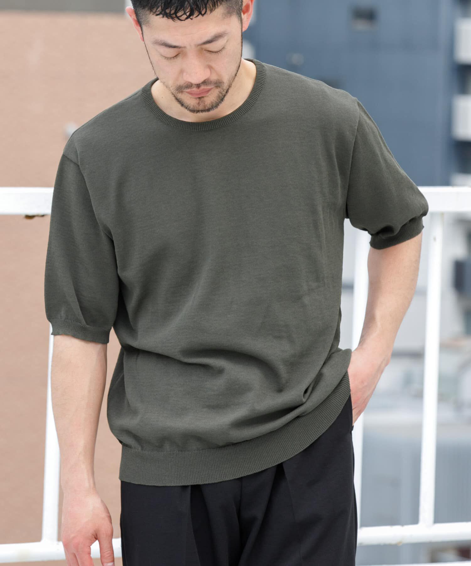 URBAN RESEARCH ROSSO「『UR TECH ひやサラクール』AIRDRY半袖クルーニット」|ニット・セーター|