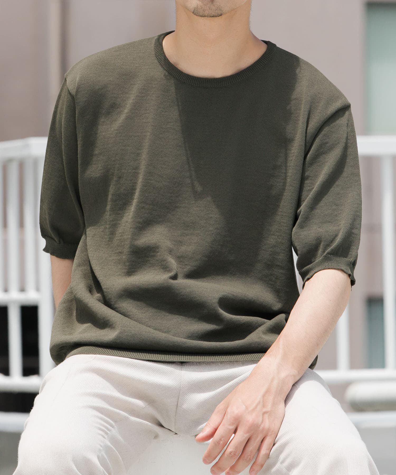 URBAN RESEARCH ROSSO「『UR TECH ひやサラクール』AIRDRY半袖クルーニット」|ニット・セーター|