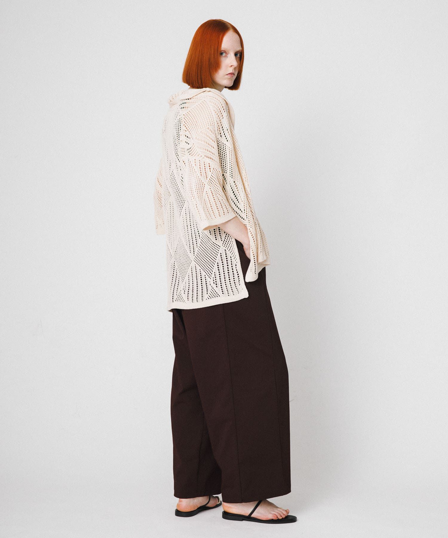 LAATO「lace knit jacket」|ノーカラーコート|