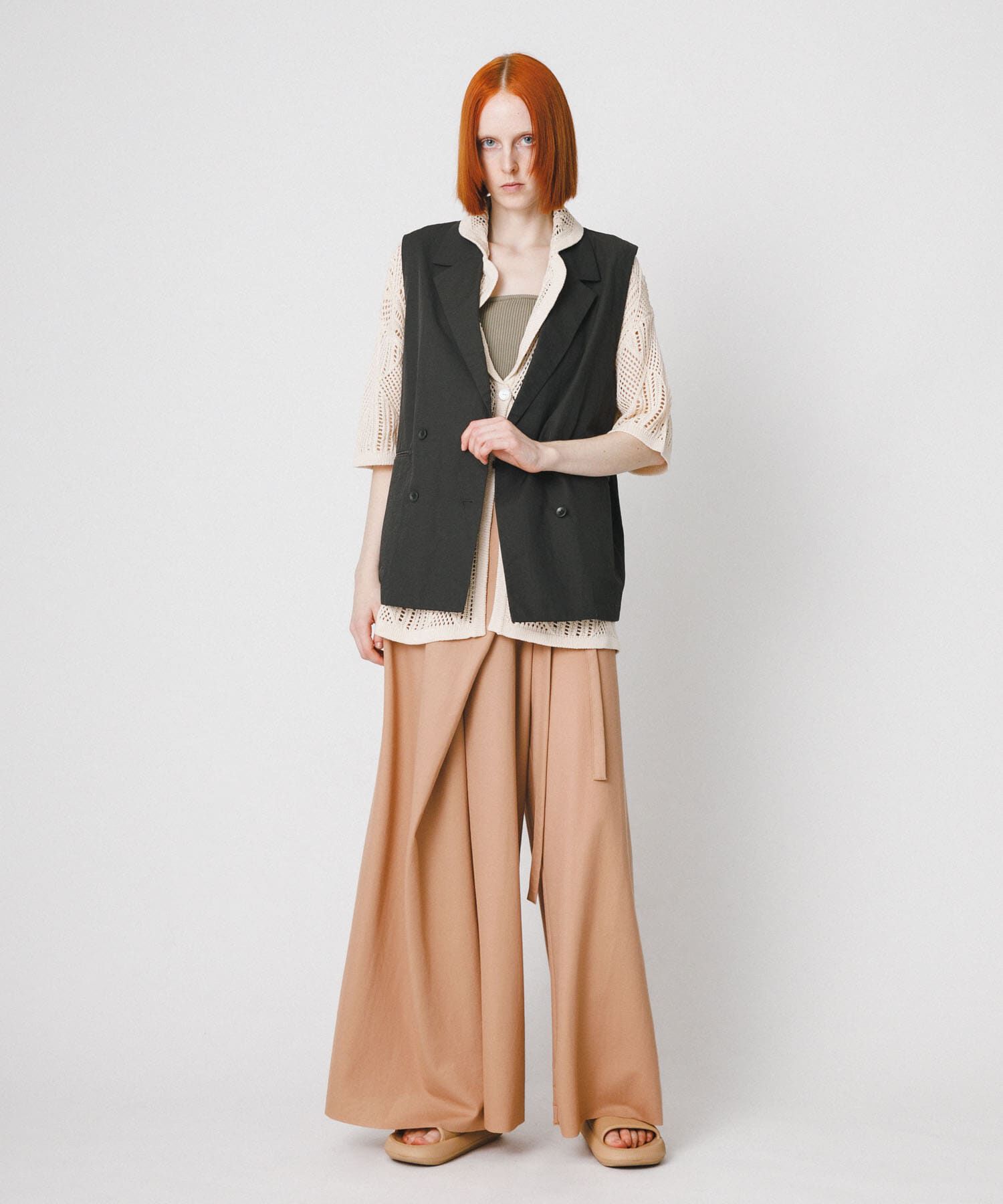 LAATO「lace knit jacket」|ノーカラーコート|