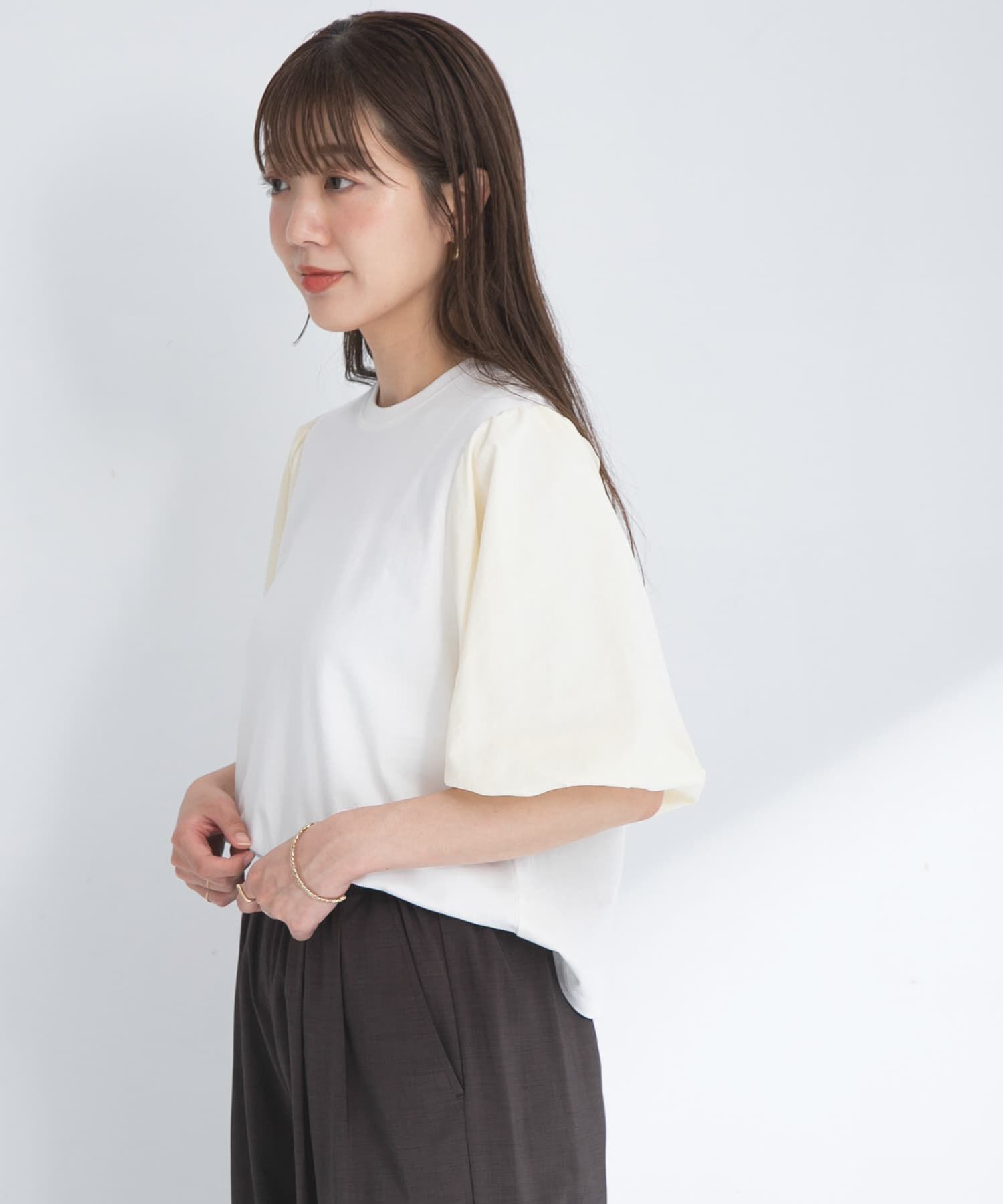 Sonny Label 「『WEB/一部店舗限定』異素材バルーンスリーブプルオーバー」|Tシャツ・カットソー|