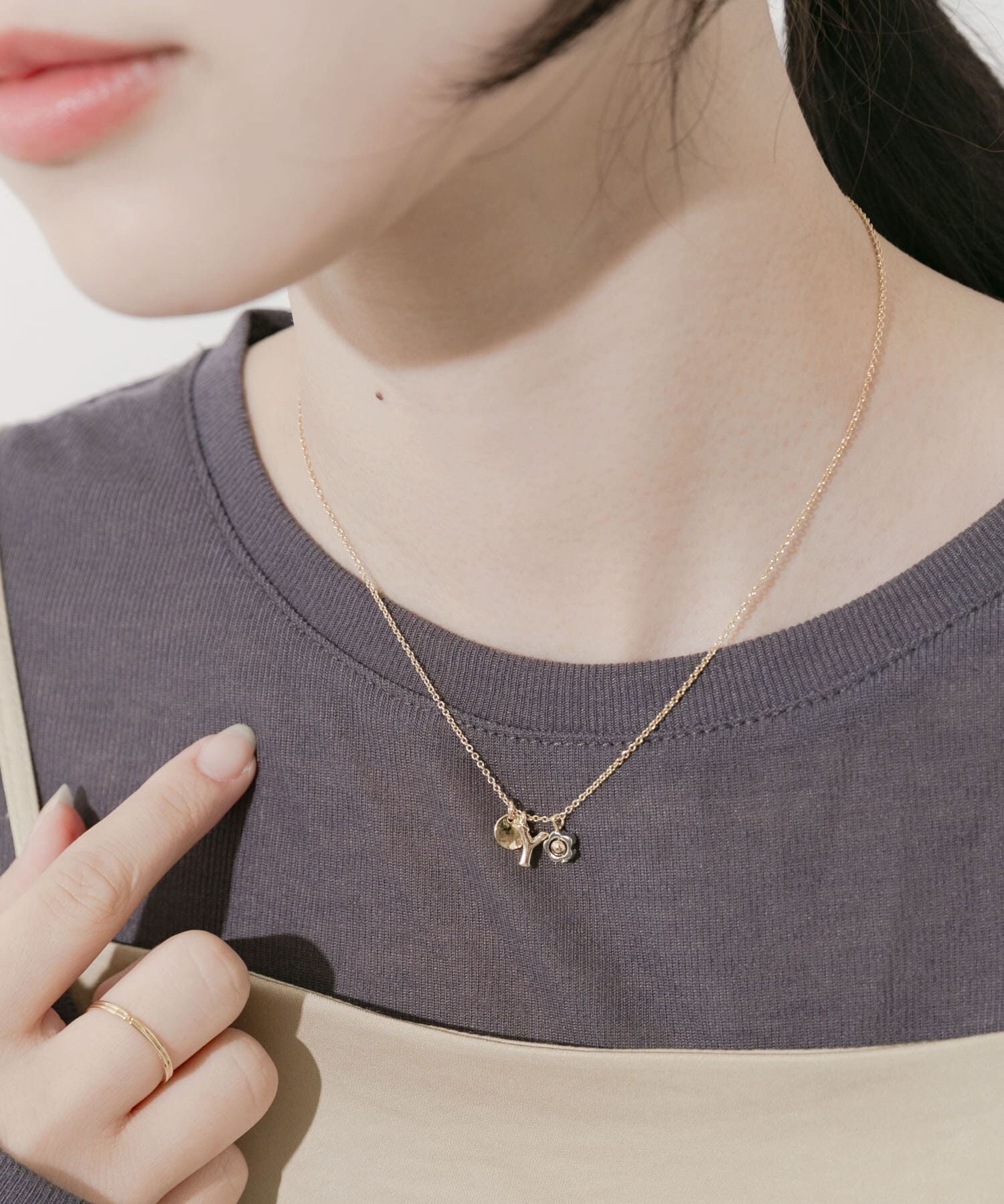 SMELLY「イニシャルチャームネックレス」|ネックレス|